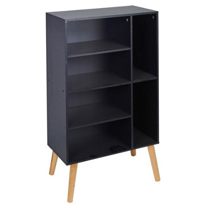 Urbn-Living Urbnliving Height 84Cm 6 Section Wooden Black Bookcase With Pine Legs - image 1