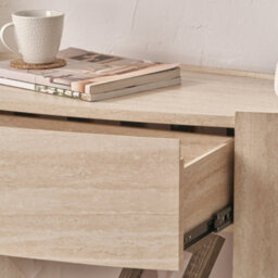 Pacific Lifestyle Travertine Effect Curved Console Table With 1 Drawer And 2 Open Shelves 120Cm, Tivoli - thumbnail 7