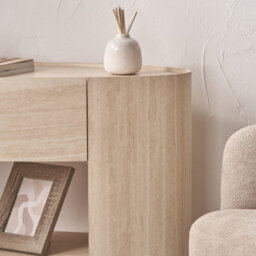 Pacific Lifestyle Travertine Effect Curved Console Table With 1 Drawer And 2 Open Shelves 120Cm, Tivoli - thumbnail 2