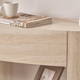 Pacific Lifestyle Travertine Effect Curved Console Table With 1 Drawer And 2 Open Shelves 120Cm, Tivoli - thumbnail 6