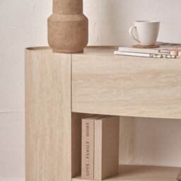 Pacific Lifestyle Travertine Effect Curved Console Table With 1 Drawer And 2 Open Shelves 120Cm, Tivoli - thumbnail 4