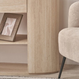 Pacific Lifestyle Travertine Effect Curved Console Table With 1 Drawer And 2 Open Shelves 120Cm, Tivoli - thumbnail 3