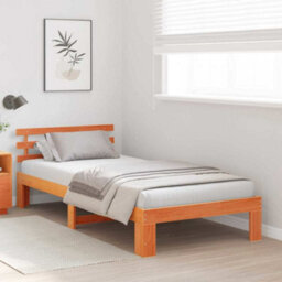 Berkfield Modern Wood Bed Frame Wax Brown Solid Wood 100 X 200 Cm Durable - thumbnail 4