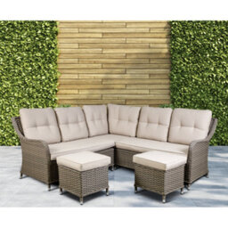 Loops Premium 5 Seater Garden Corner Sofa Set - Rattan Wicker - 2X Footstools Outdoor - thumbnail 7