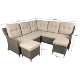 Loops Premium 5 Seater Garden Corner Sofa Set - Rattan Wicker - 2X Footstools Outdoor - thumbnail 6