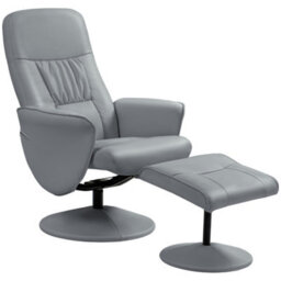 Homcom Pu Leather Armchair And Footrest Swivel Recliner W/ Ottoman Light Grey - thumbnail 2