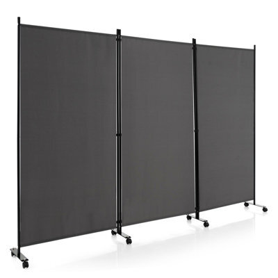 Costway 180Cm Freestanding Room Divider 3 Panel Rolling Privacy Screens For Indoor - image 1