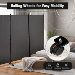 Costway 180Cm Freestanding Room Divider 3 Panel  Rolling Privacy Screens For Indoor - thumbnail 6