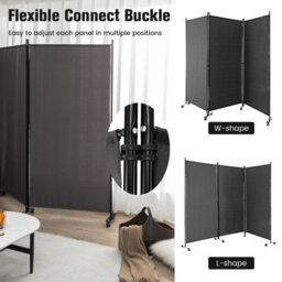 Costway 180Cm Freestanding Room Divider 3 Panel  Rolling Privacy Screens For Indoor - thumbnail 8