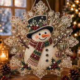 Amorly Diy Christmas Diamond Hanging Ornament, Acrylic Rhinestone Snowflake Wall Decor, Snowman Reindeer Xmas Window Hanging Decoration - thumbnail 1