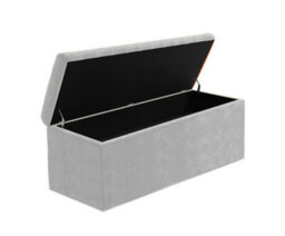 180Cm Large Plain Safar Storage Ottoman Box, Silver Plush Velvet Upholstered Deep Storage Ottoman End Of Bed Bench - thumbnail 5