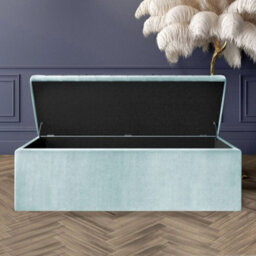 180Cm Large Plain Safar Storage Ottoman Box, Silver Plush Velvet Upholstered Deep Storage Ottoman End Of Bed Bench - thumbnail 2