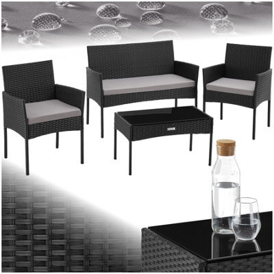 Tectake Rattan Garden Furniture Palese - For 4 People, Weather Resistant - Black - image 1