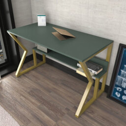 Decorotika Wake Study And Writing Desk Green And Gold - thumbnail 2