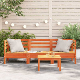 Berkfield Garden Sofa 3-Seater Wax Brown Solid Wood Pine - thumbnail 3