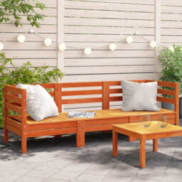 Berkfield Garden Sofa 3-Seater Wax Brown Solid Wood Pine