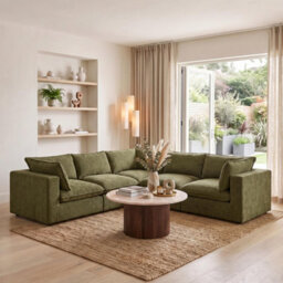 Furniturebox Uk Echo Green Linen-Look Fabric 5 Seater L-Shaped Modular Corner Sofa - thumbnail 5