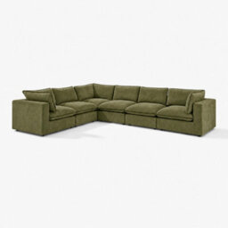 Furniturebox Uk Echo Green Linen-Look Fabric 5 Seater L-Shaped Modular Corner Sofa - thumbnail 6