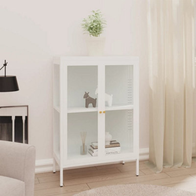 Berkfield Sideboard White 75X35X105 Cm Steel And Glass - image 1