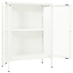 Berkfield Sideboard White 75X35X105 Cm Steel And Glass - thumbnail 6