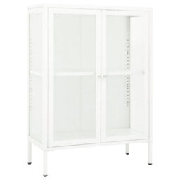 Berkfield Sideboard White 75X35X105 Cm Steel And Glass - thumbnail 2