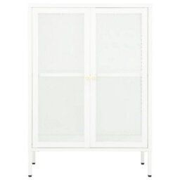 Berkfield Sideboard White 75X35X105 Cm Steel And Glass - thumbnail 3