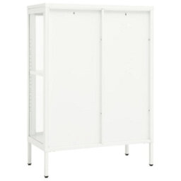 Berkfield Sideboard White 75X35X105 Cm Steel And Glass - thumbnail 5