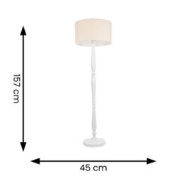 Valuelights Victoria Traditional White Wood Candlestick Floor Lamp With Natural Drum Shade - thumbnail 6