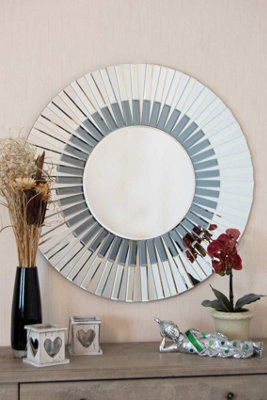 Mirroroutlet All Glass Stylised Round Wall Mirror 80 X 80Cm - image 1