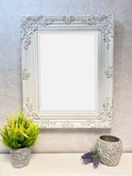 Downton Interiors Antique White Wood Frame Wall Mirror 53Cm - thumbnail 1