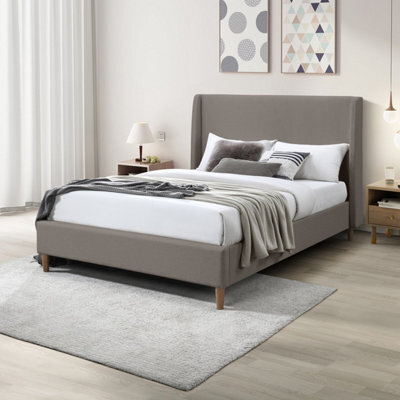 Furniturebox Uk King Size Bed - 'hana' Upholstered Beige Taupe Kingsize Bed Frame Only (No Mattress) - 100% Recycled Eco Fabric - image 1