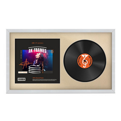 "30X17"" White Classic Vinyl Record Frame With Ivory Mount For 12 Inch Lp Album Cover & Disc - Ak Frames" - image 1