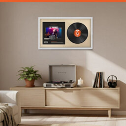"30X17"" White Classic Vinyl Record Frame With Ivory Mount For 12 Inch Lp Album Cover & Disc - Ak Frames" - thumbnail 8