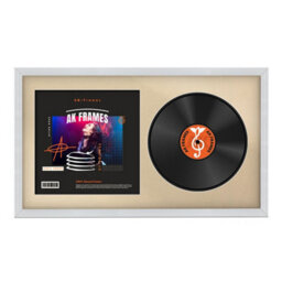 "30X17"" White Classic Vinyl Record Frame With Ivory Mount For 12 Inch Lp Album Cover & Disc - Ak Frames" - thumbnail 1