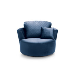 Abakus Direct Chicago Velvet Swivel Chair In Dark Blue