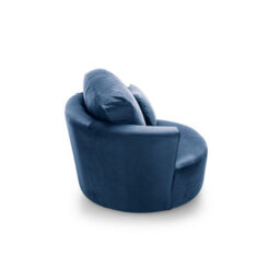 Abakus Direct Chicago Velvet Swivel Chair In Dark Blue - thumbnail 5