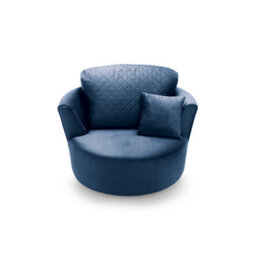 Abakus Direct Chicago Velvet Swivel Chair In Dark Blue - thumbnail 4