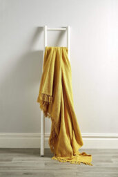 Lisbon Pure Cotton Honeycomb Throw In Ochre, 228 X 254Cm - thumbnail 2