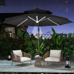 Outsunny 3M Rotating Cantilever Parasol Solar Lights Power Bank Dark Grey - thumbnail 9