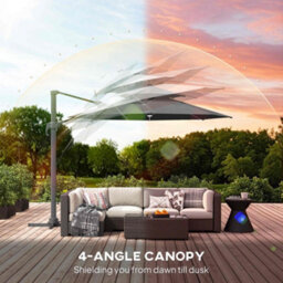 Outsunny 3M Rotating Cantilever Parasol Solar Lights Power Bank Dark Grey - thumbnail 7