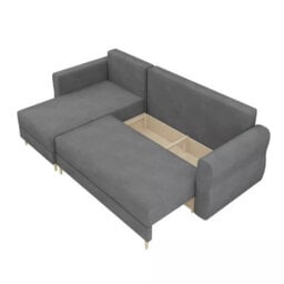 Zako L Space Saving Corner Sofa Bed Reversible Chaise With Storage Pull Out Bed Black Upholstery - thumbnail 5