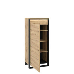 Arte Quant 07 Stylish Highboard Cabinet (H1400mm X W600mm X D410mm) With Led Lighting - Perfect Living Room Storage Solution - thumbnail 2