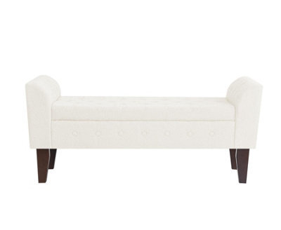 Luxury Living Boucle Chaise Longue Storage Bench - Cream - image 1