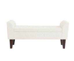 Luxury Living Boucle Chaise Longue Storage Bench - Cream - thumbnail 1