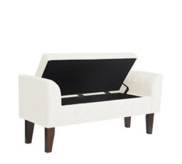 Luxury Living Boucle Chaise Longue Storage Bench - Cream - thumbnail 4