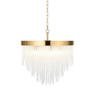 Luminosa Lighting Luminosa Anistoria Pendant Ceiling Light Brushed Aged Brass Plate & Clear Glass 5X E14 - image 1