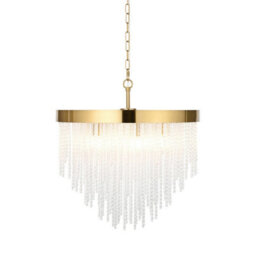 Luminosa Lighting Luminosa Anistoria Pendant Ceiling Light Brushed Aged Brass Plate & Clear Glass 5X E14 - thumbnail 1