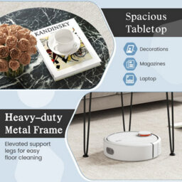 Coffee Table Small Faux Marble Accent Table-Black Round - thumbnail 4