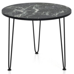 Coffee Table Small Faux Marble Accent Table-Black Round - thumbnail 1