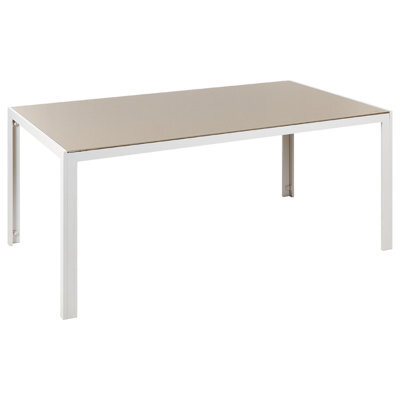 Beliani Garden Dining Table Catania 160 Cm 91 Cm Glass Beige - image 1